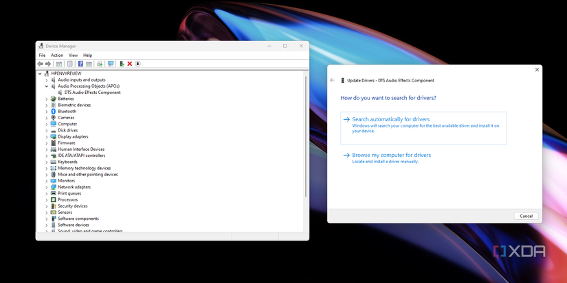 Manually picking a driver for update through device manager 
