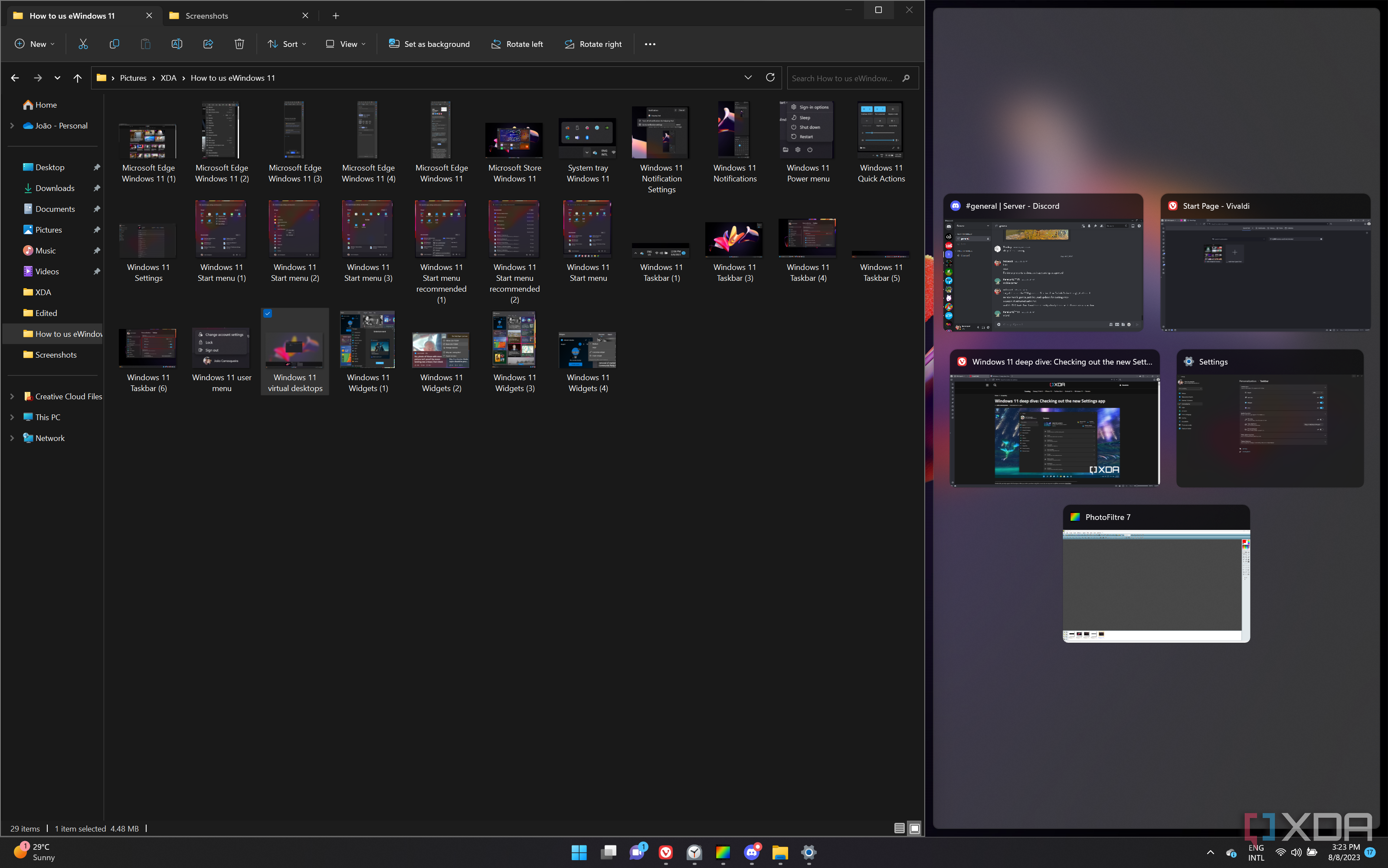 Screenshot of Windows 11 showing suggestions to complete a Snap Layout after snapping the first app
