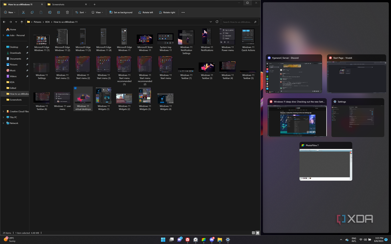 Screenshot of Windows 11 showing suggestions to complete a Snap Layout after snapping the first app
