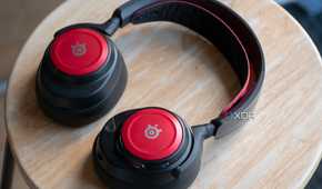 The SteelSeries Arctis Nova Pro Wireless headset with the Cherry Red plates