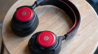 The SteelSeries Arctis Nova Pro Wireless headset with the Cherry Red plates