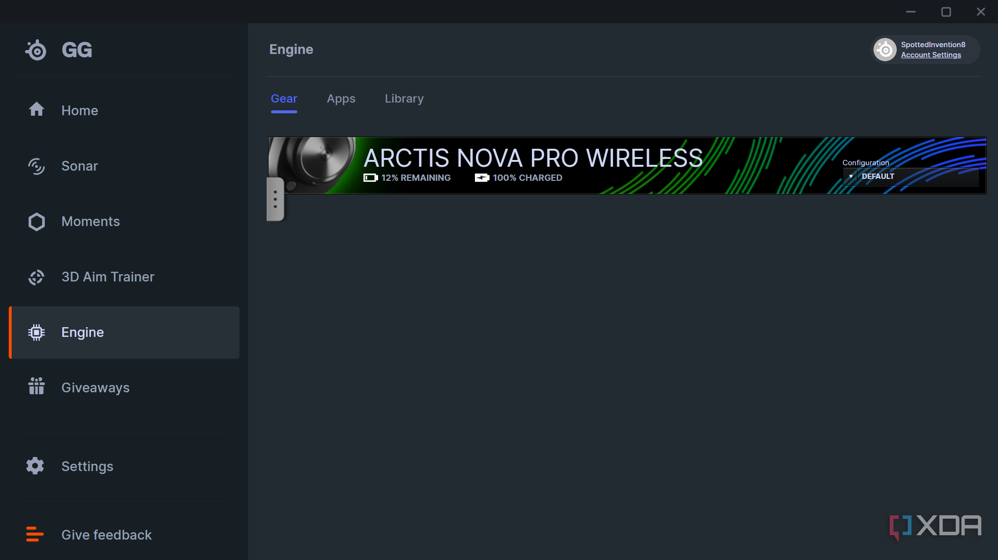 SteelSeries Arctis Nova Pro Wireless in the SteelSeries GG client
