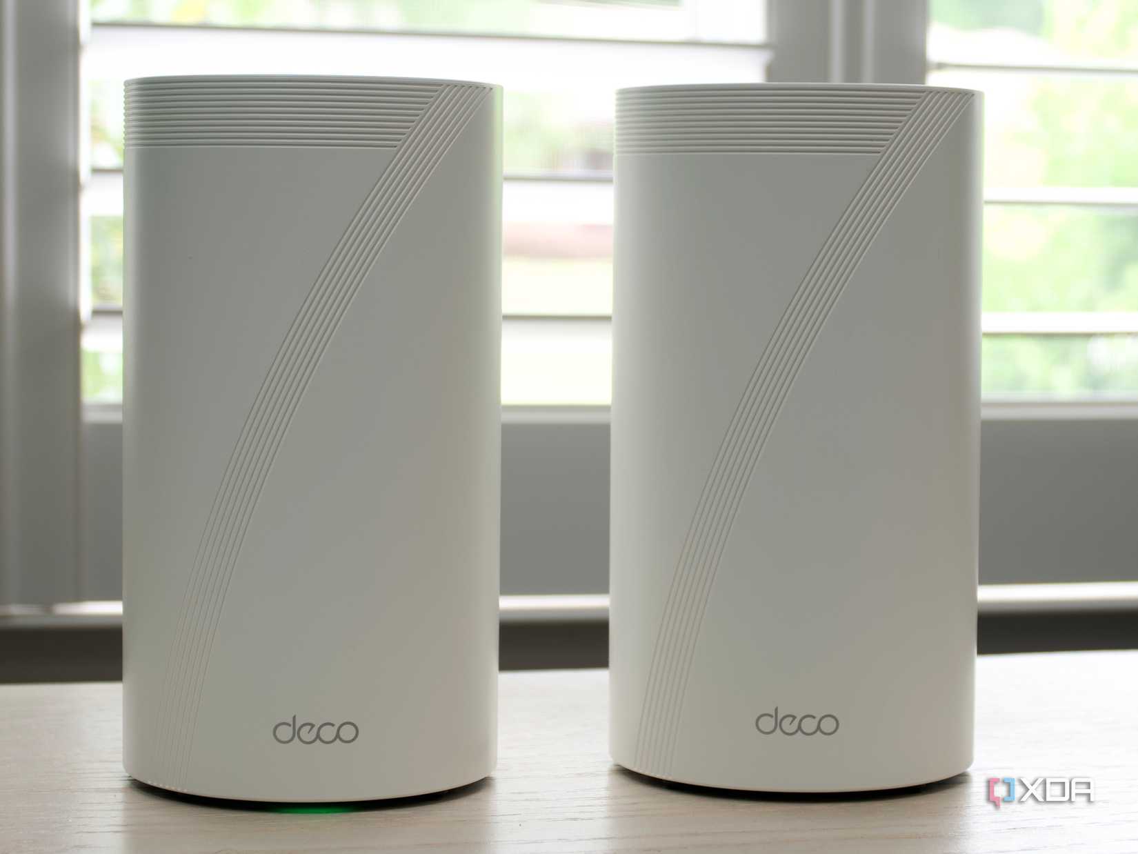 TP-Link Deco BE85 mesh system two nodes from the front