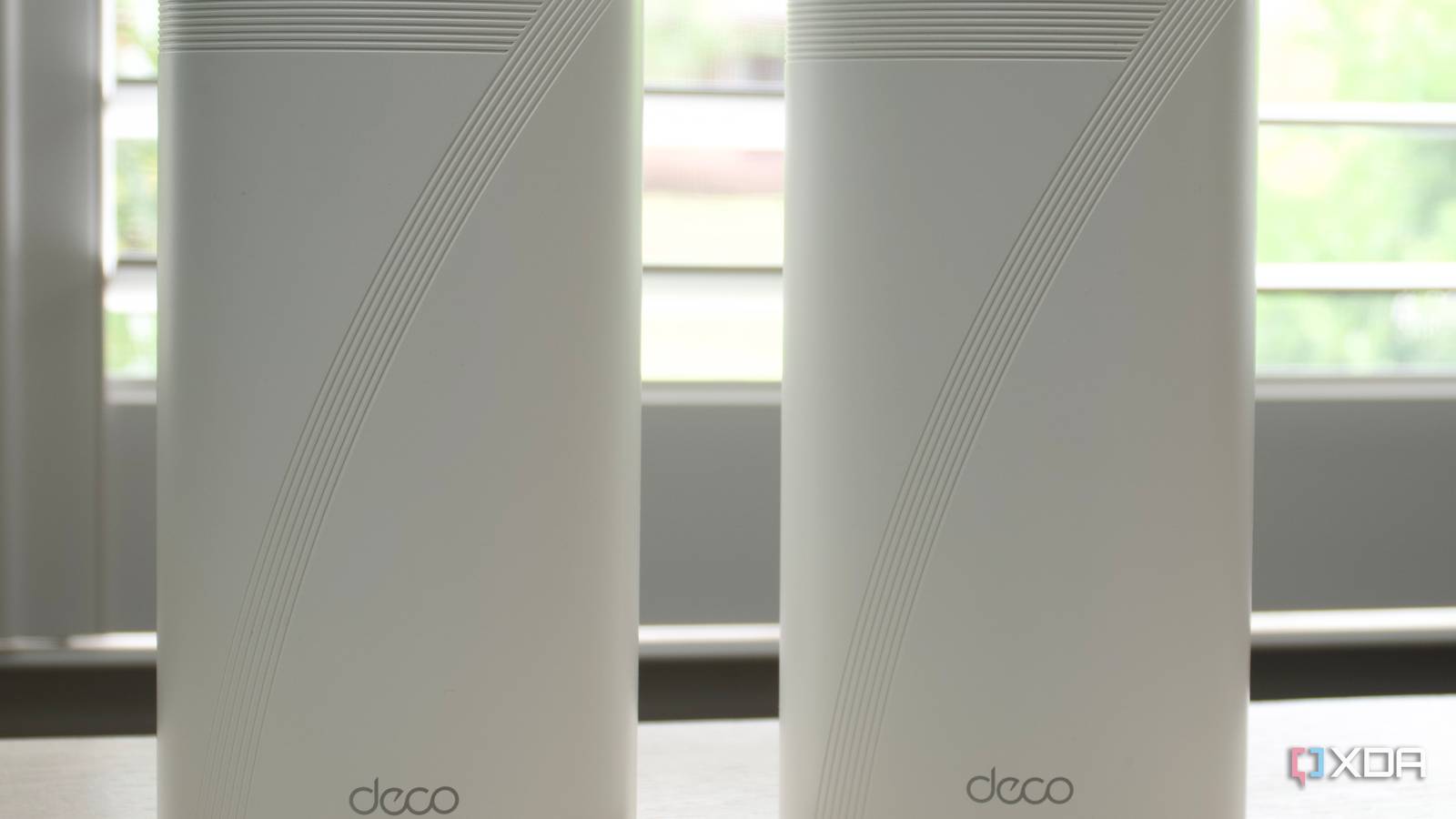 TP-Link Deco BE85 mesh system two nodes from the front