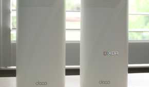 TP-Link Deco BE85 mesh system two nodes from the front