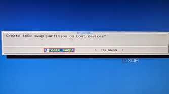Choose Create swap when prompted by the TrueNAS CORE setup wizard
