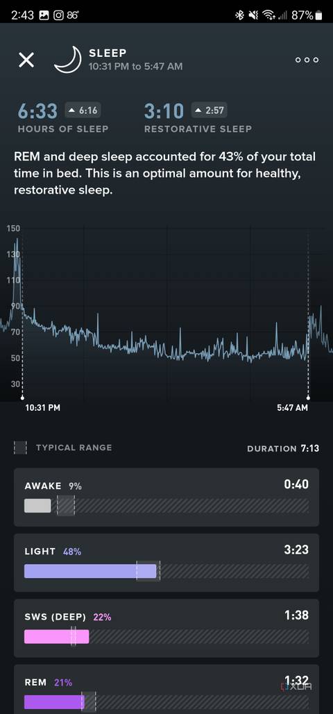 Whoop screenshot sleep tracking
