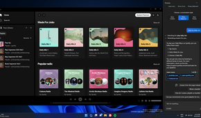 Screenshot of a Spotify home page and Copilot on the right side failing to interact with the app