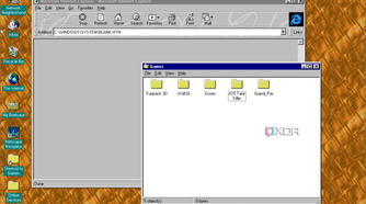 Screenshot of Internet Explorer 3.0 and File Explorer in Windows 95