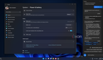 Screenshot of the Windows 11 Settings app showing power and battery settings. Windows Copilot is on the right side and can't change these settings.
