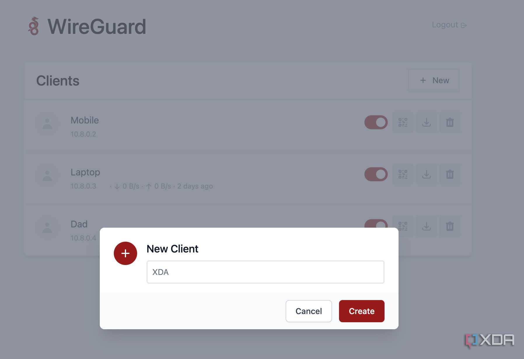 wireguard easy setup new client setup page