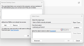 Adding users to remote desktop in Windows 11