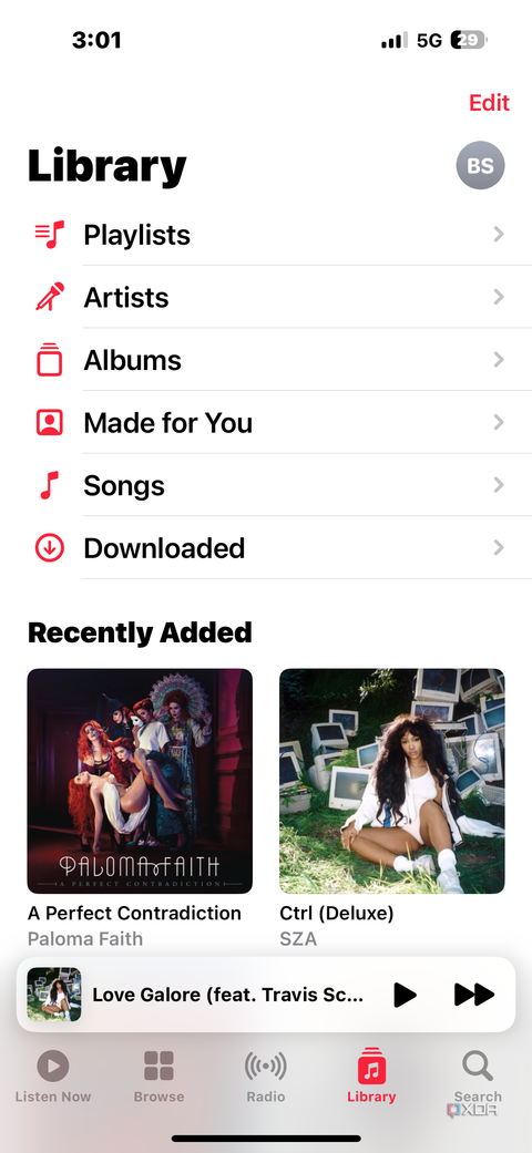 The Listen Now tab in Apple Music.