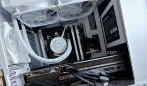 An image showing a bunch of PC parts installed in an Asus Prime AP201 PC case.