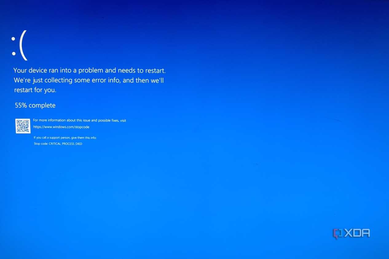 A BSOD error on Microsoft Windows.