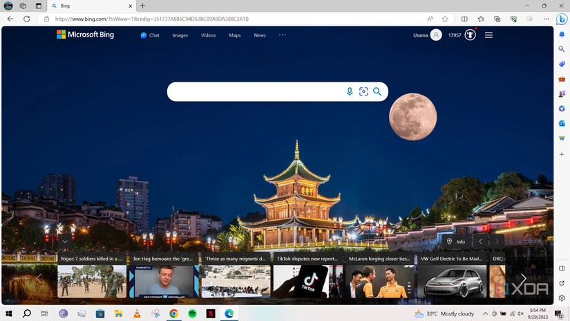 Bing open in Microsoft Edge
