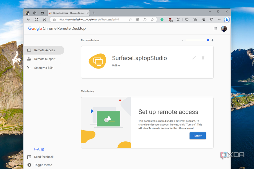 Remoting into another desktop with Chrome Remote Desktop now that it's installed
