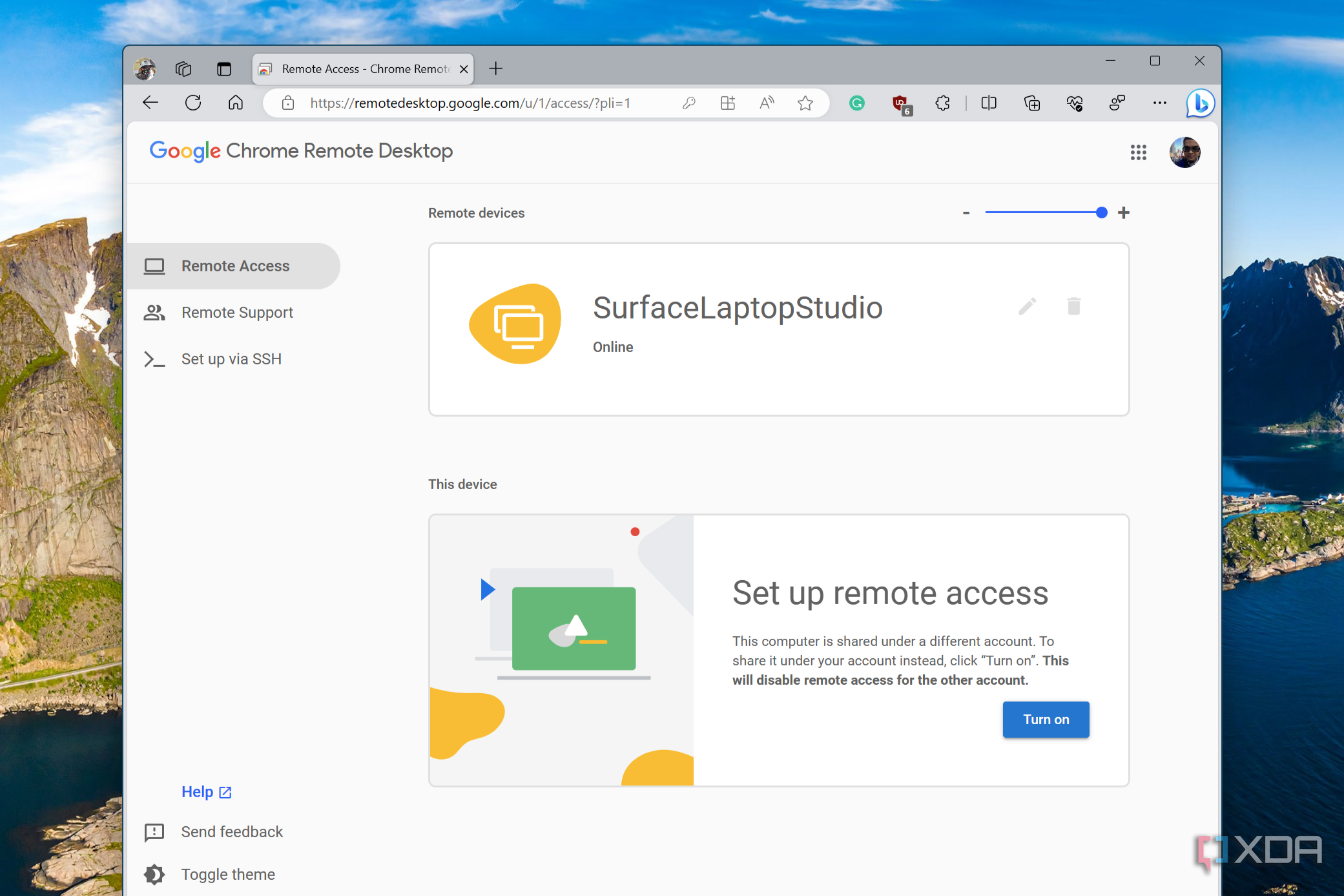 Remoting into another desktop with Chrome Remote Desktop now that it's installed