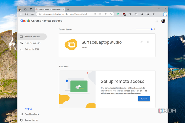 Remoting into another desktop with Chrome Remote Desktop now that it's installed