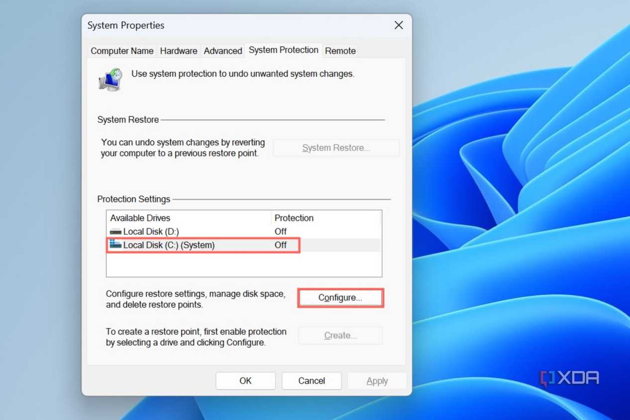 System Properties window showing available drives.