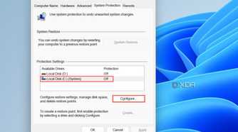 System Properties window showing available drives.