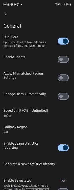 General features for Dolphin Emulator where you can configure cores being used, cheats, and multithreading