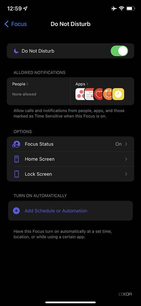 Focus settings on ios