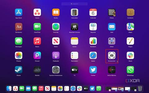 The Screenshot app on the macOS homescreen