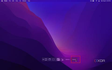Record button in macOS screenshot app