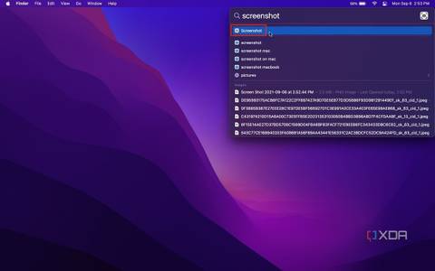 Spotlight search highlighting the Screenshot app on macOS