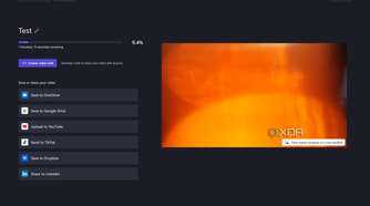 Screenshot of the export screen in Clipchamp with an export in progress