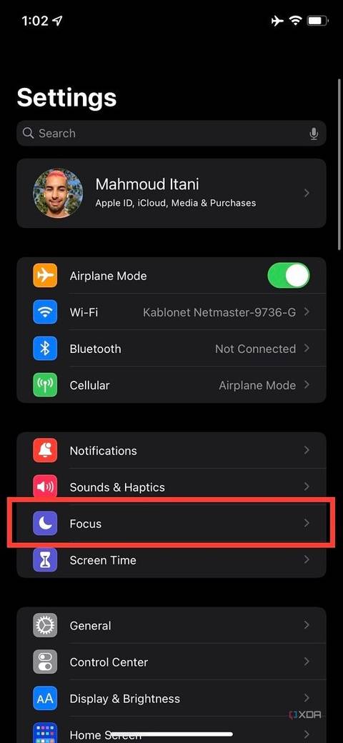focus settings on iOS