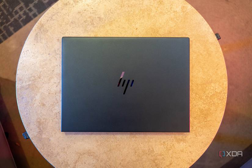 Top down view of HP laptop