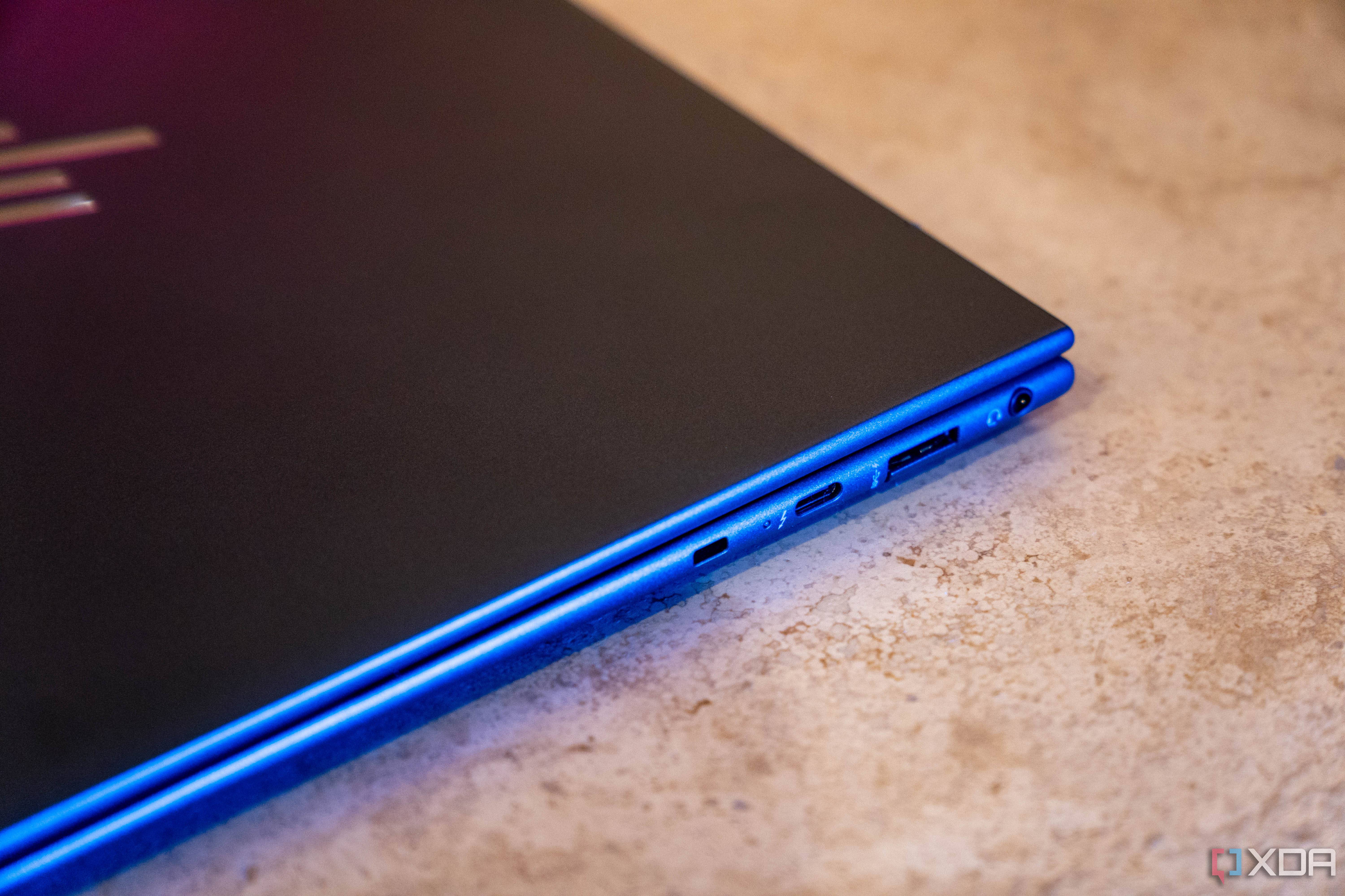 Close up of laptop ports