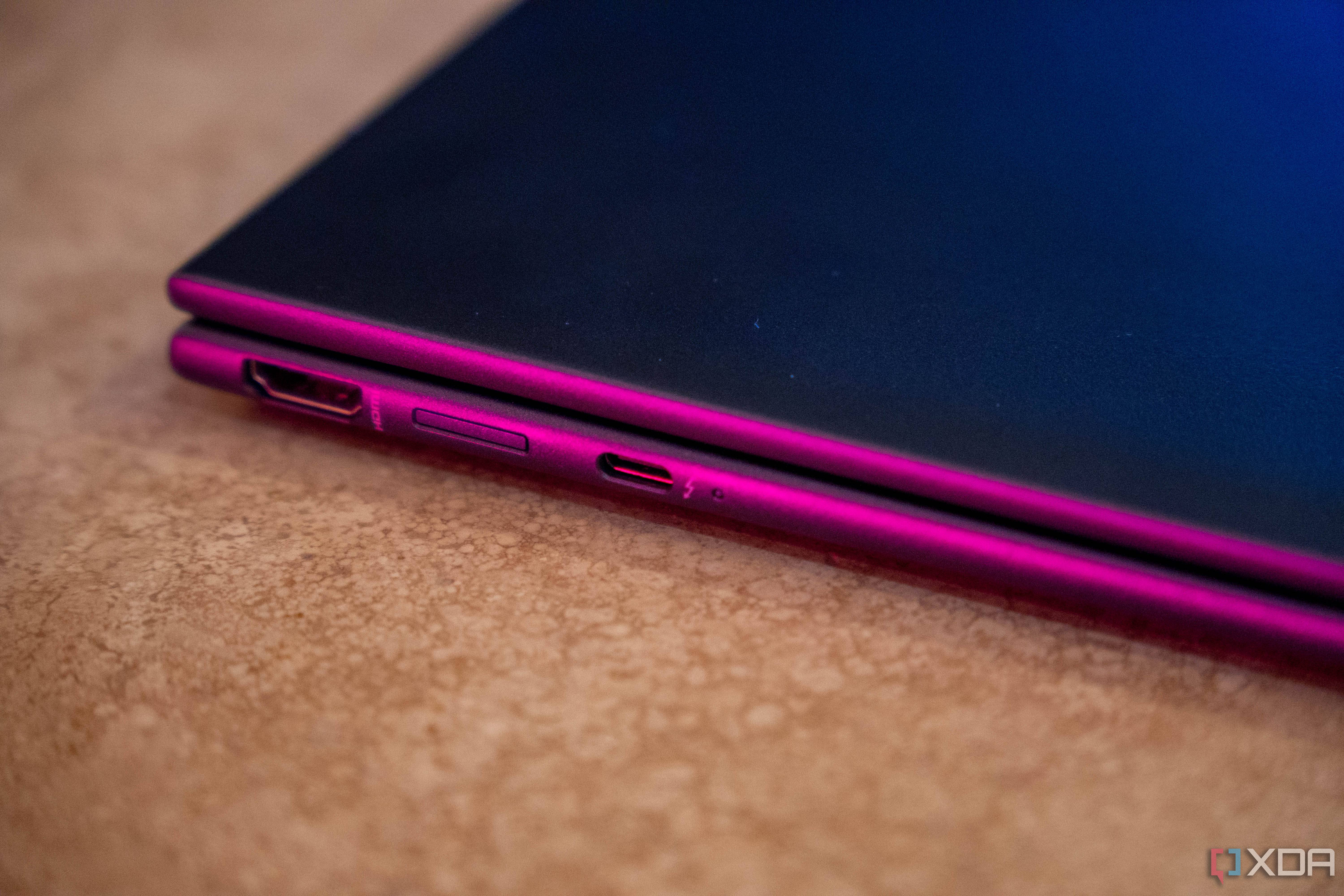 Close up of laptop ports