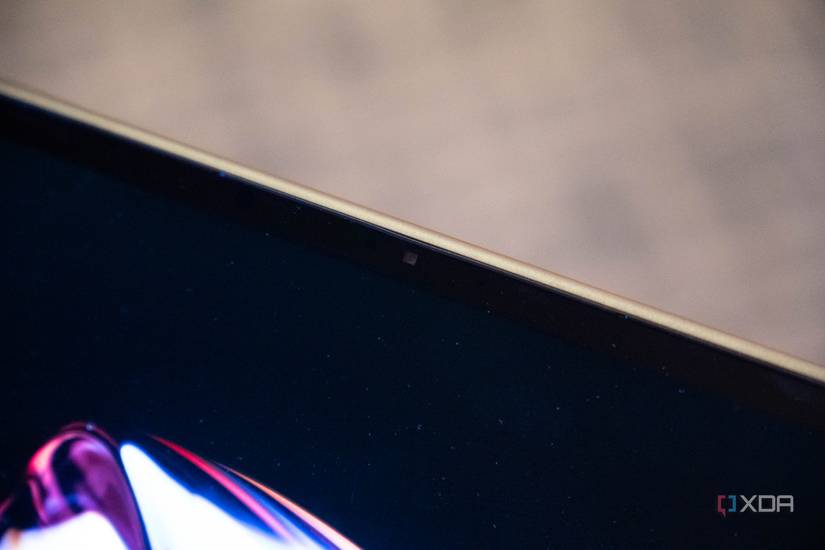 Top bezel of laptop showing webcam