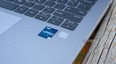 Cluse-up view of the fingerprint reader and Intel vPro sticker on the HP ZBook Firefly 14 G10.