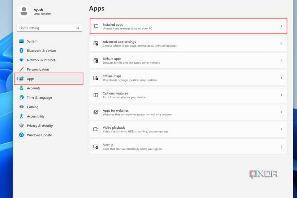 Click on Installed Apps under the Apps tab.