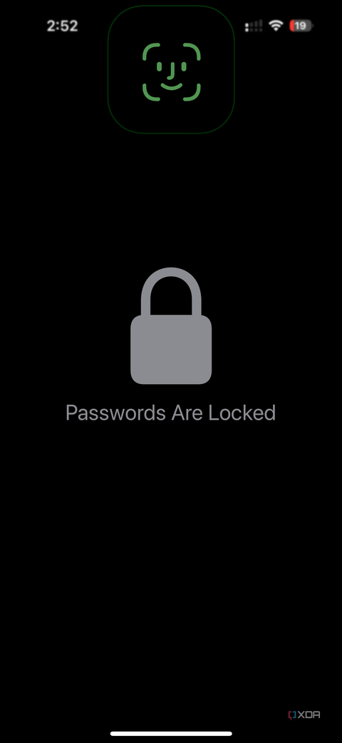 using Face ID to unlock passwords in settings