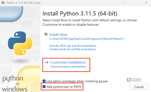 A screenshot captured on a Windows PC displaying the Python installation welcome page.