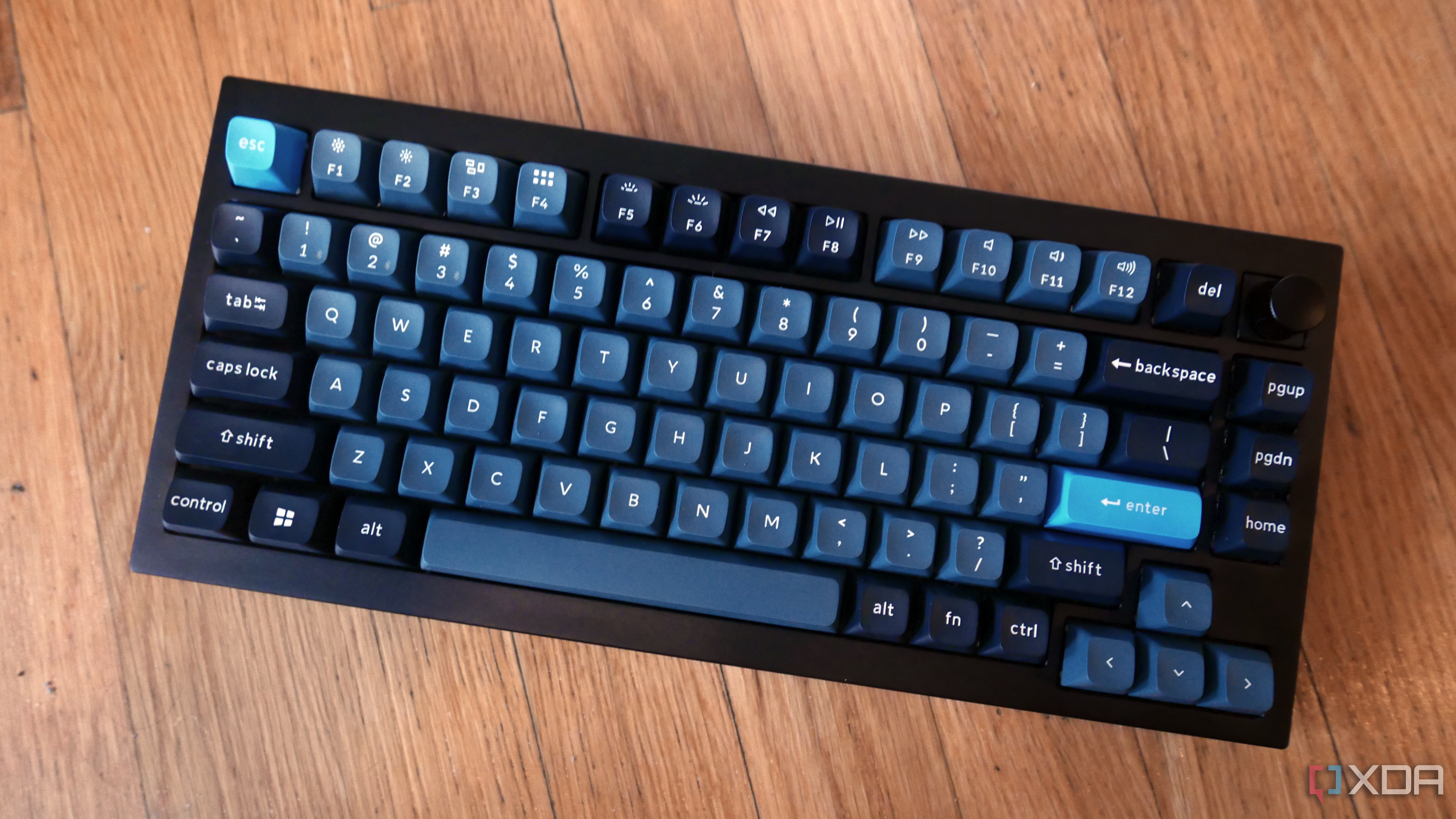 The Keychron Q1 Pro on a wooden floor