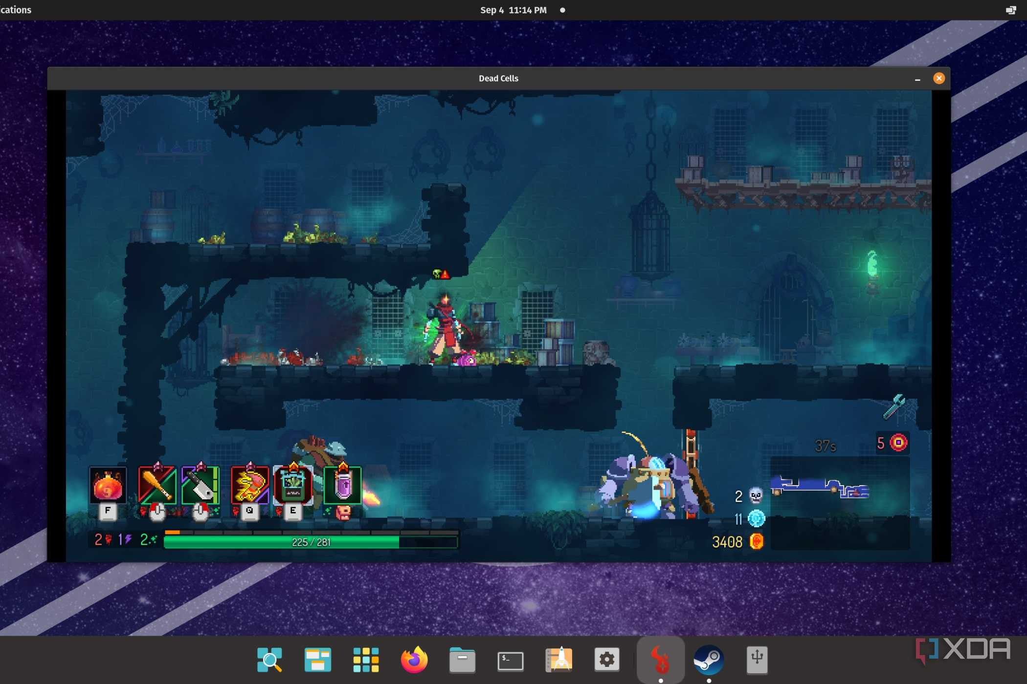 A screenshot of Dead Cells running on a Pop!_OS system