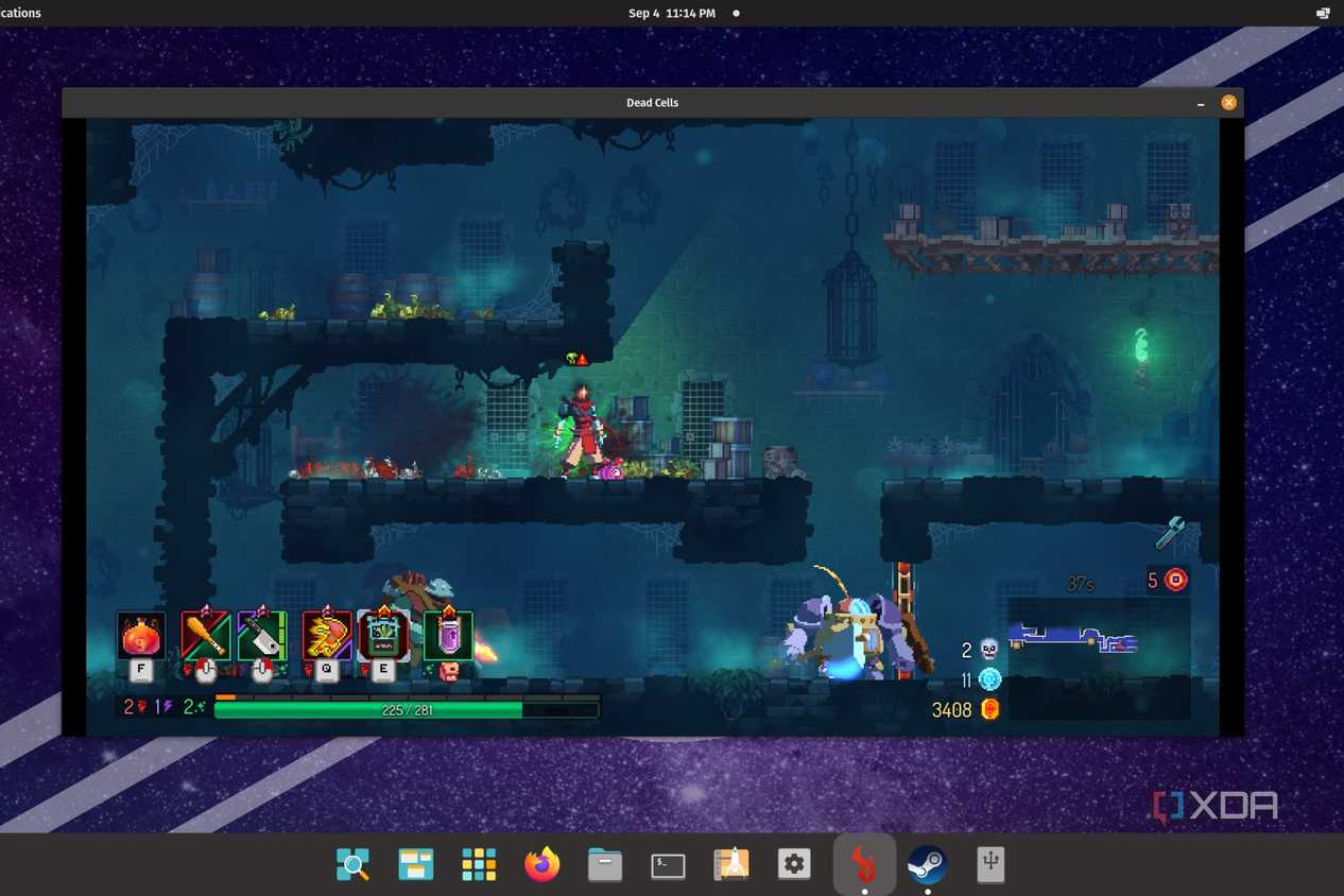 A screenshot of Dead Cells running on a Pop!_OS system