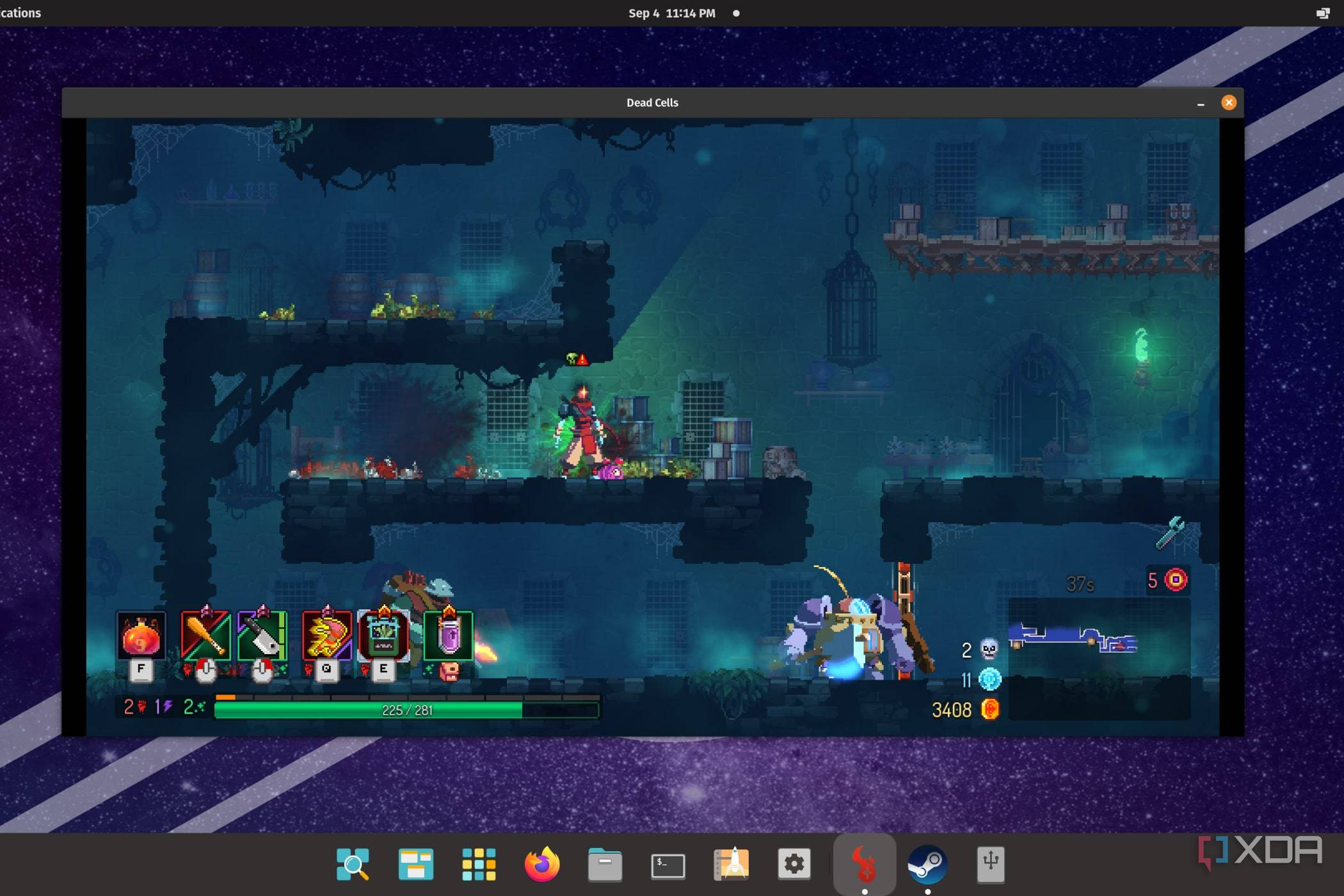 A screenshot of Dead Cells running on a Pop!_OS system