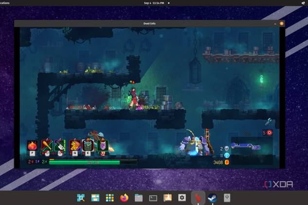 A screenshot of Dead Cells running on a Pop!_OS system