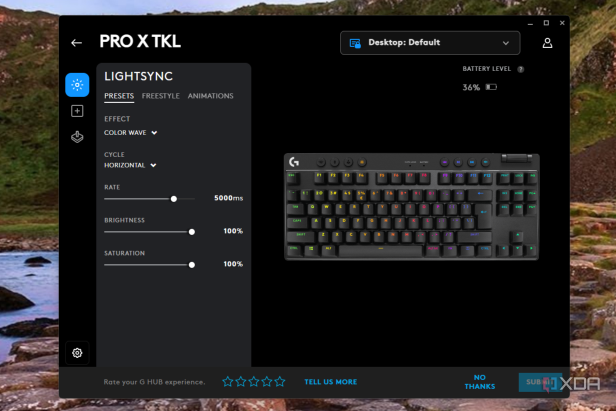 Logitech Pro X TKL in Logitech G Hub