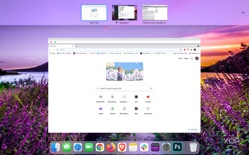 viewing the different desktops on macOS through mission control