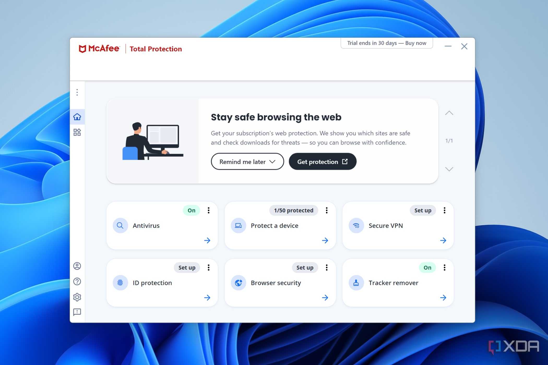 A screenshot of a Windows 11 desktop running McAfee