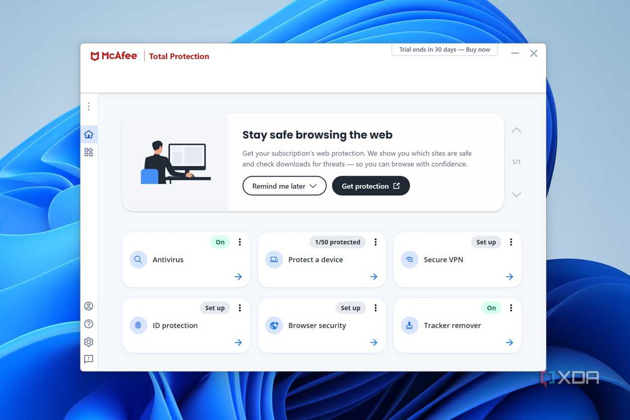 A screenshot of a Windows 11 desktop running McAfee