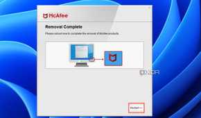 Click on the Restart button to finish uninstalling McAfee.